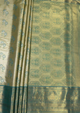 MIMOSA Olive Kanjivaram Art Silk Saree — pallu and zari work detail