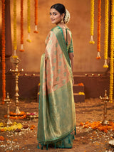 MIMOSA Orange Kanjivaram Art Silk Saree — pose 9 styling detail
