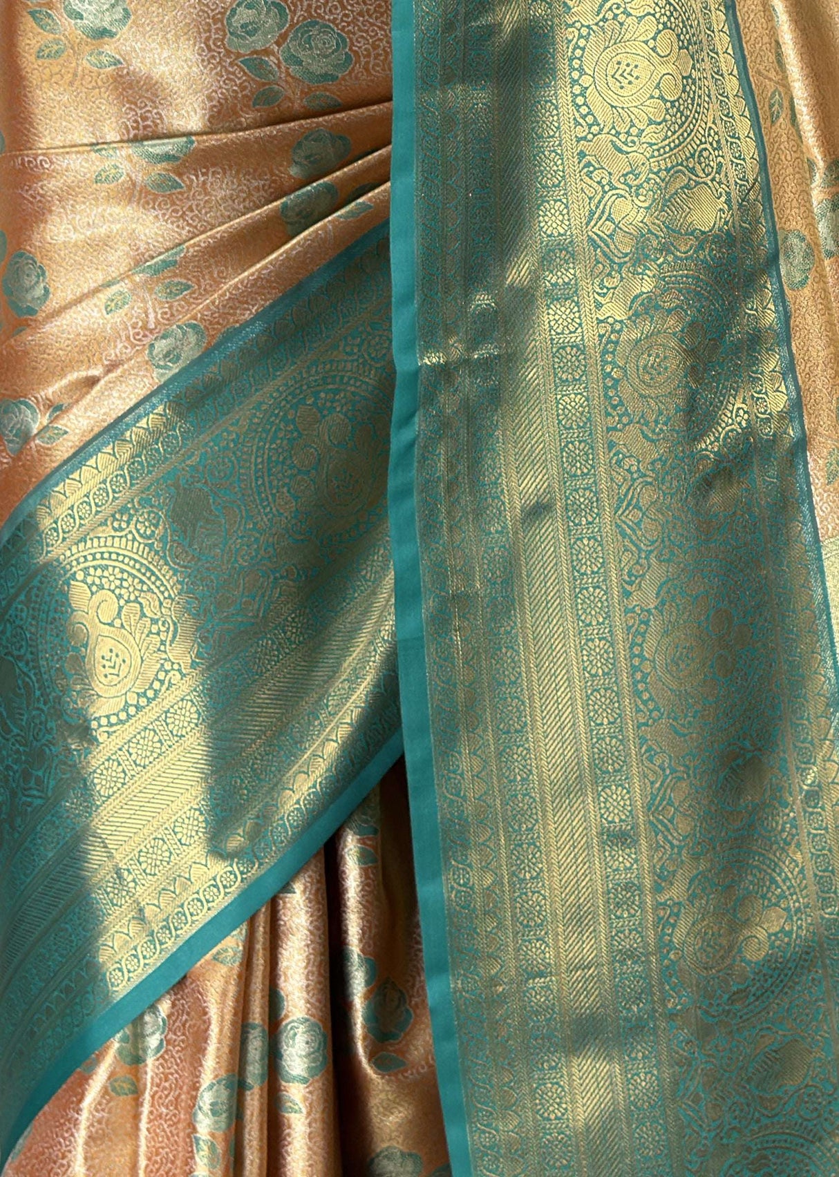 MIMOSA Orange Kanjivaram Art Silk Saree — fleets shot full lifestyle