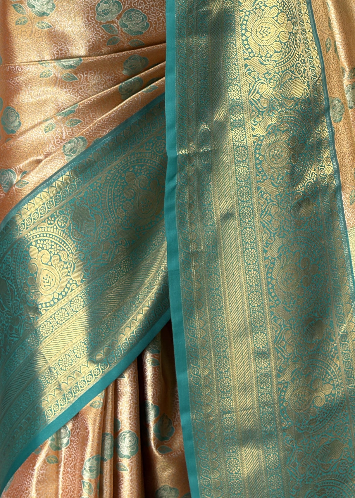 MIMOSA Orange Kanjivaram Art Silk Saree — fleets shot full lifestyle