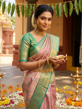 MIMOSA Rani Kanjivaram Art Silk Saree — Model in Festive Setting