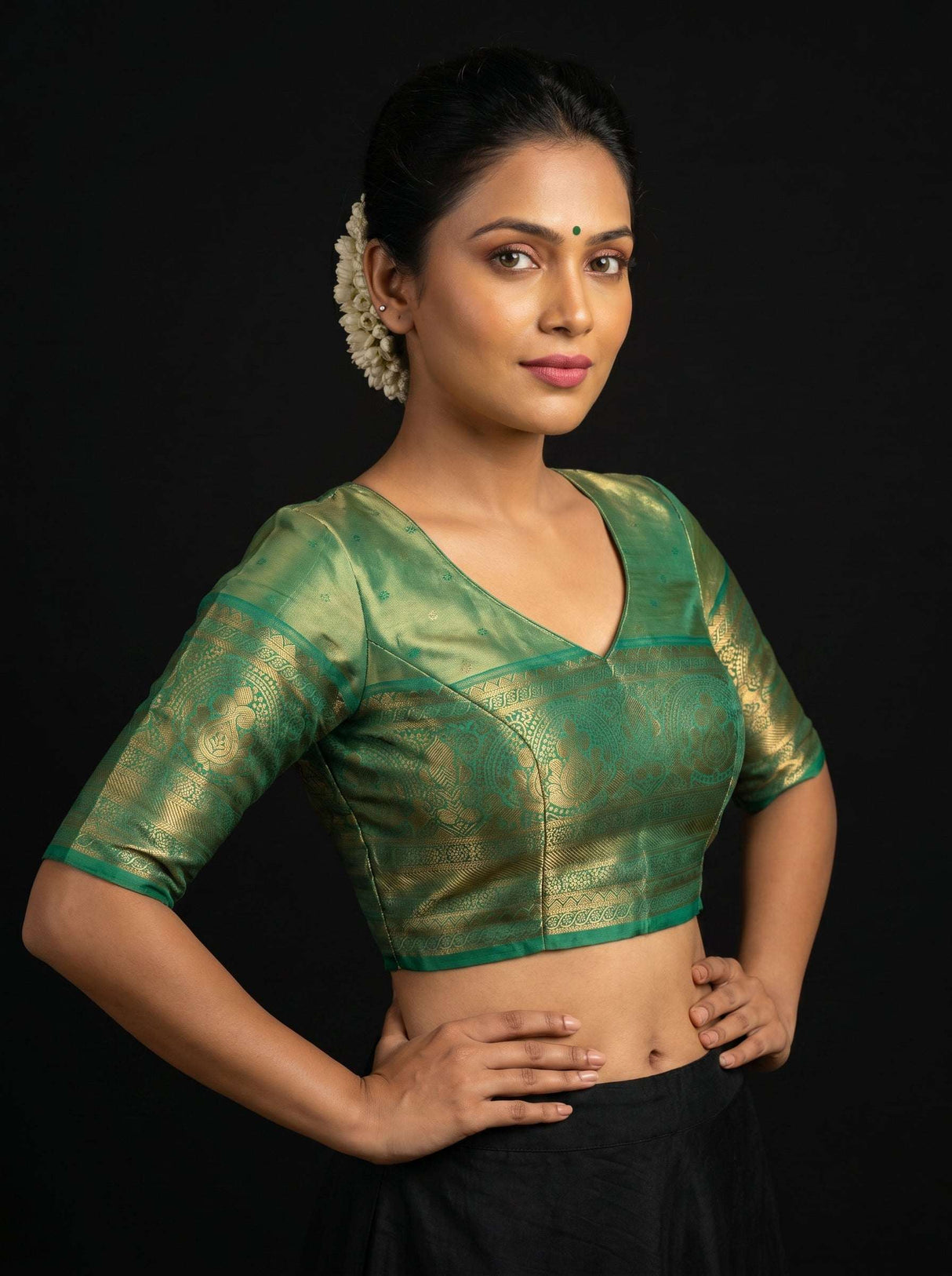 MIMOSA Rani Kanjivaram Art Silk Saree — blouse close-up