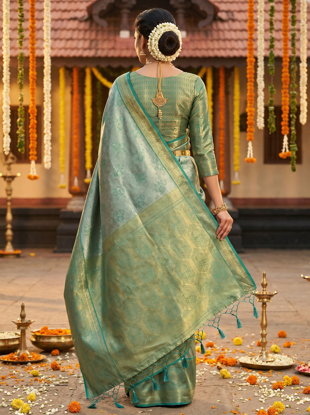 MIMOSA Saffire Kanjivaram Art Silk Saree — Blouse Fabric Detail