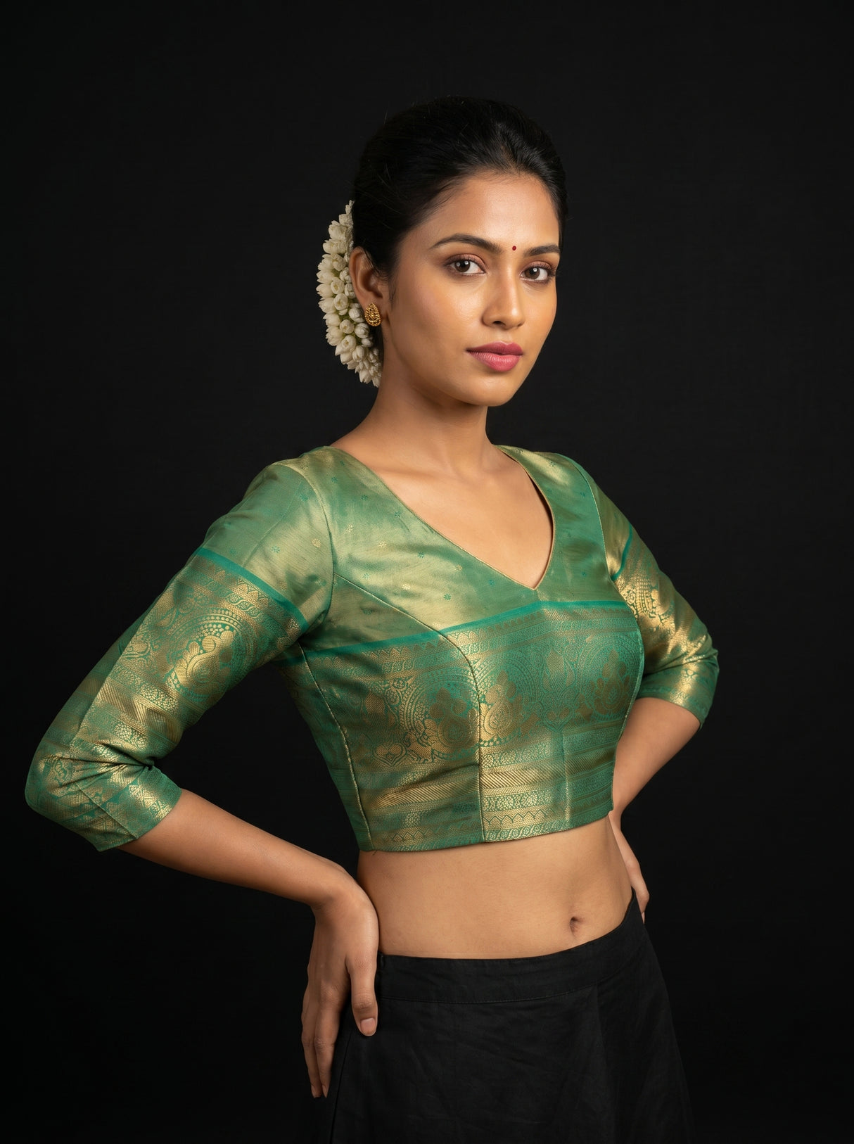 MIMOSA Saffire Kanjivaram Art Silk Saree — blouse close-up