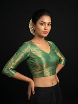 MIMOSA Saffire Kanjivaram Art Silk Saree — blouse close-up