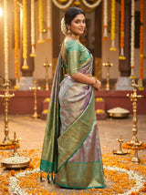 MIMOSA Violet Kanjivaram Art Silk Saree — pose 9 styling detail