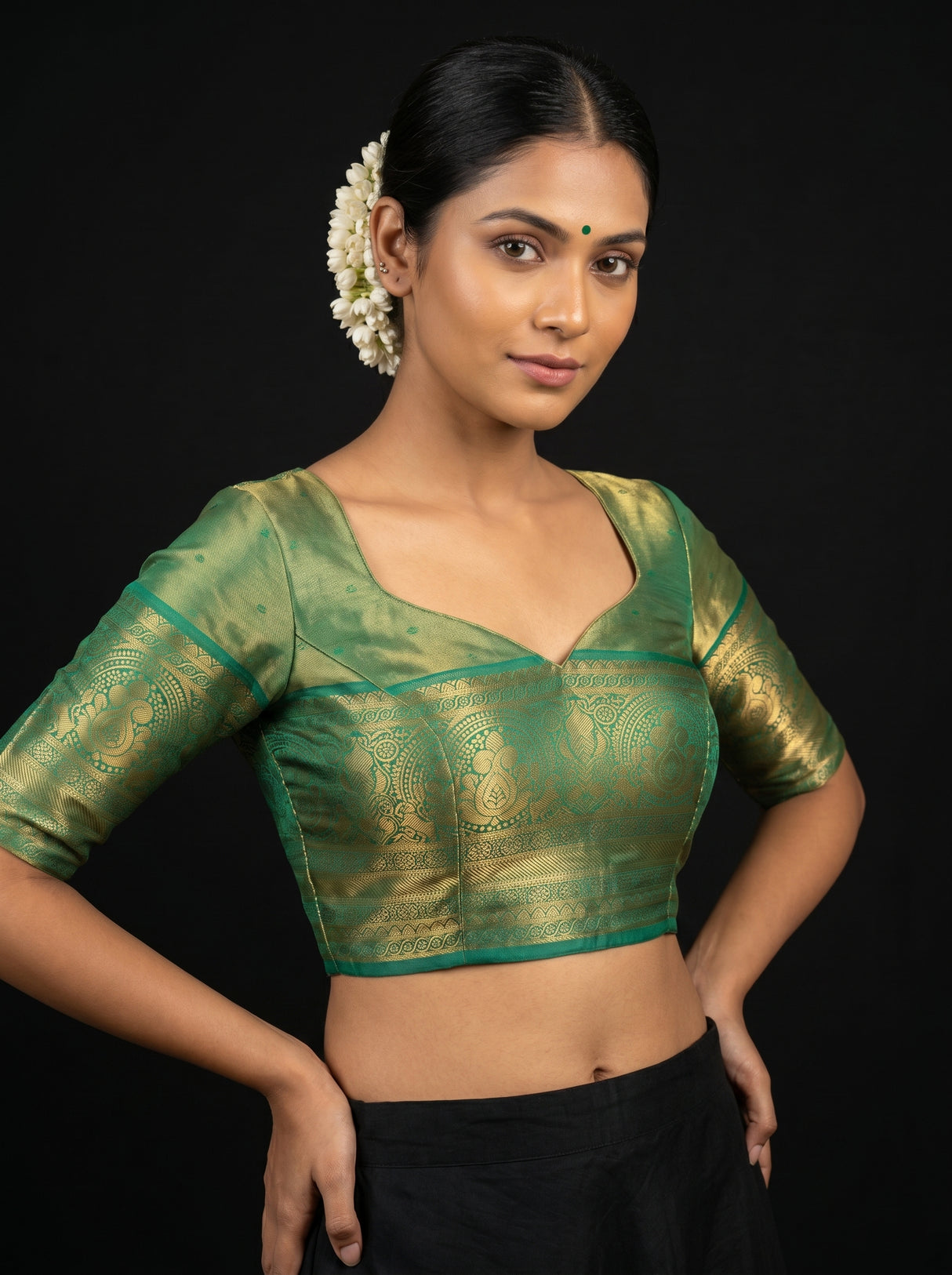 MIMOSA Violet Kanjivaram Art Silk Saree — blouse close-up