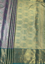 MIMOSA Violet Kanjivaram Art Silk Saree — pallu and zari work detail