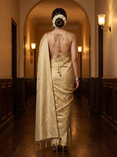 MIMOSA Beige Saree Saree — pose 2 styling detail