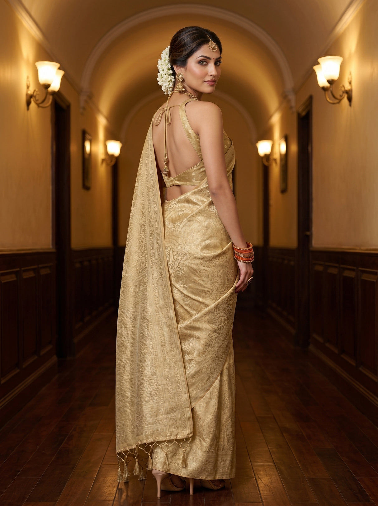MIMOSA Beige Saree Saree — pose 7 styling detail