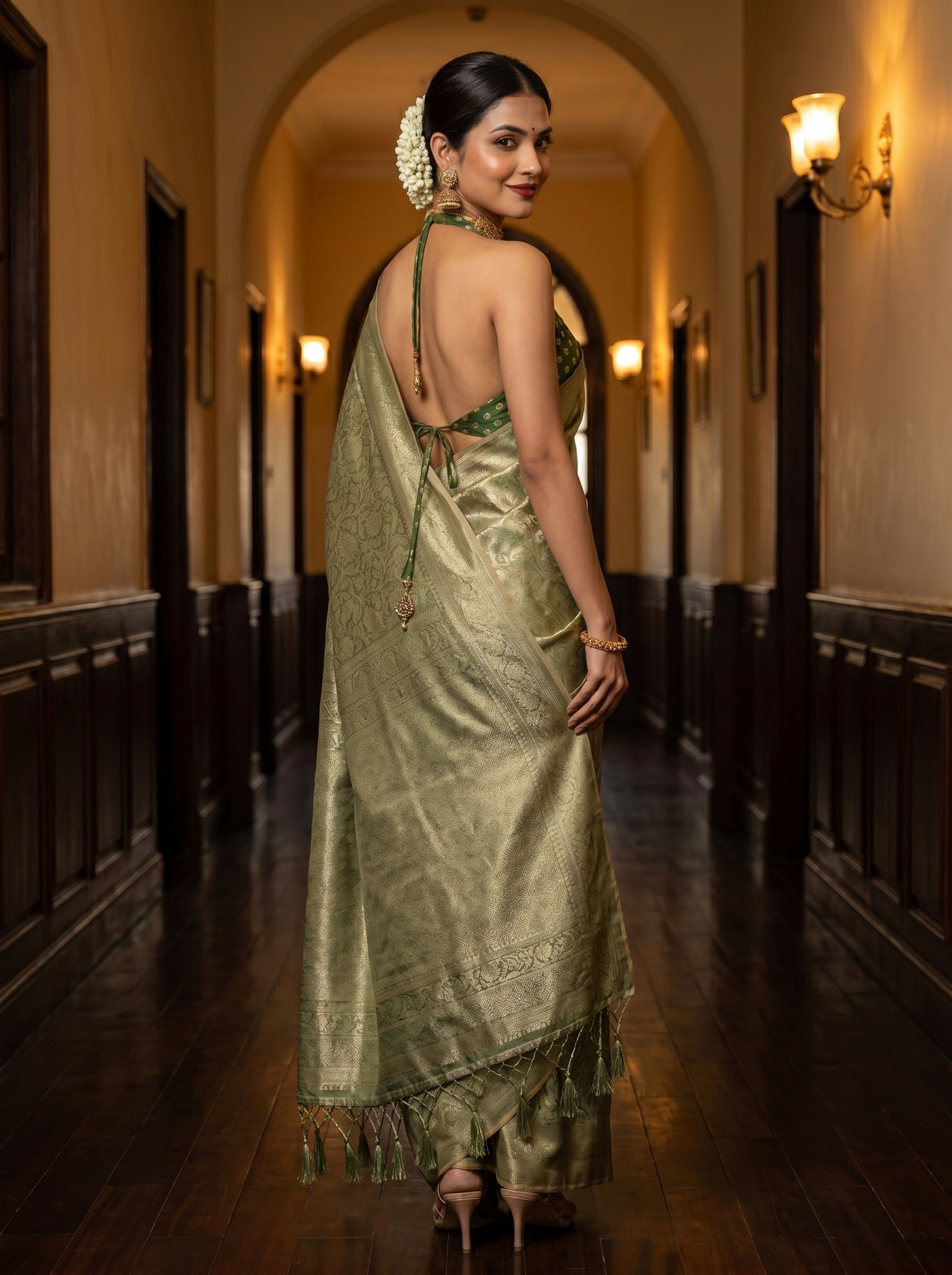 MIMOSA Green Saree Saree — pose 7 styling detail