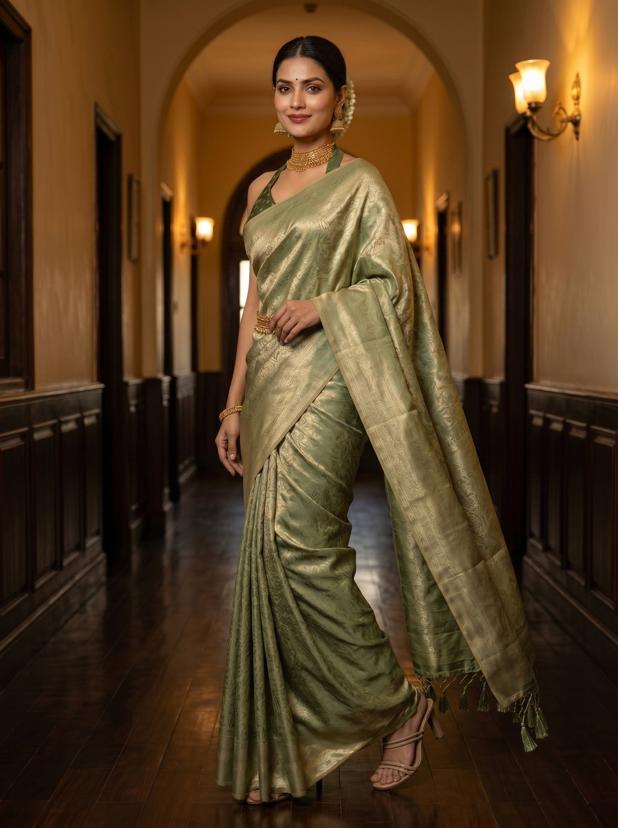 MIMOSA Green Saree Saree — pose 9 styling detail