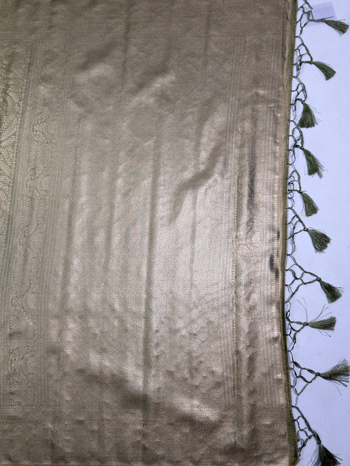MIMOSA Green Saree Saree — pallu and zari work detail