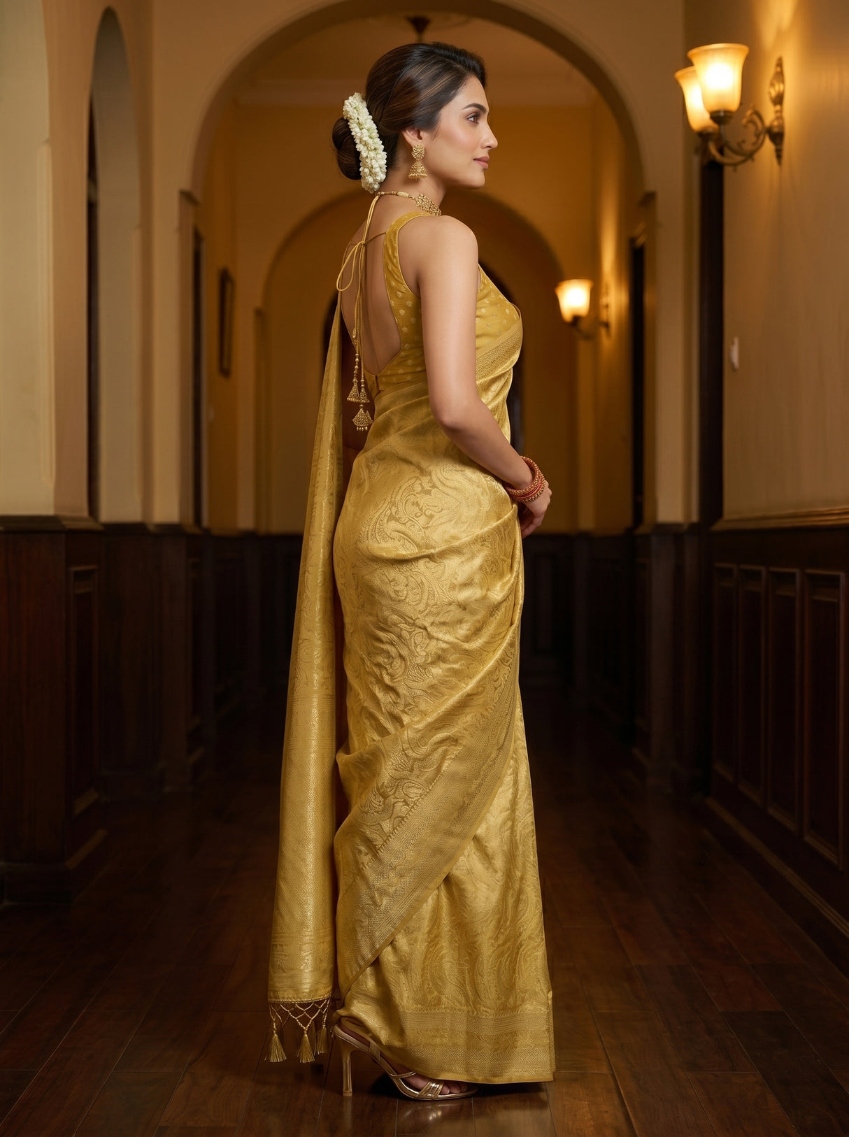 MIMOSA Mustard Saree Saree — pose 3 styling detail