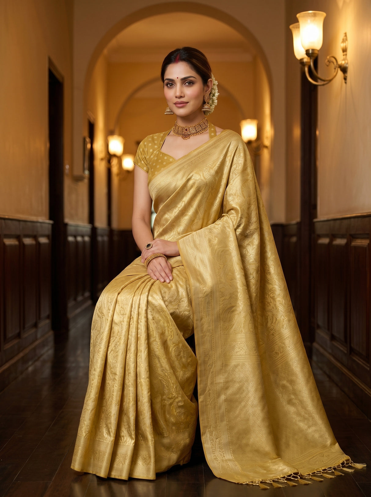 MIMOSA Mustard Saree Saree — pose 8 styling detail