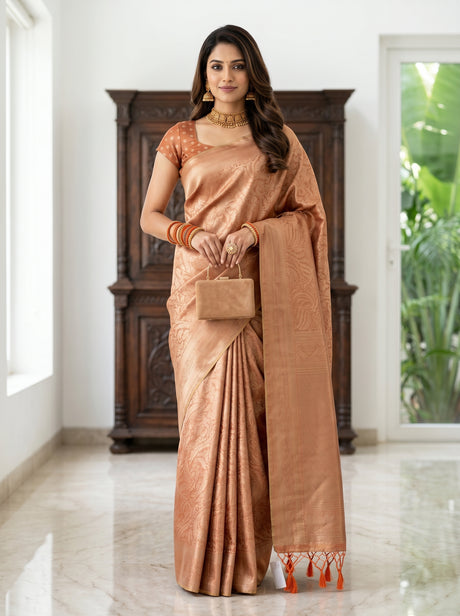 Peach  Saree
