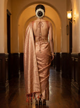 MIMOSA Peach Saree Saree — pose 2 styling detail