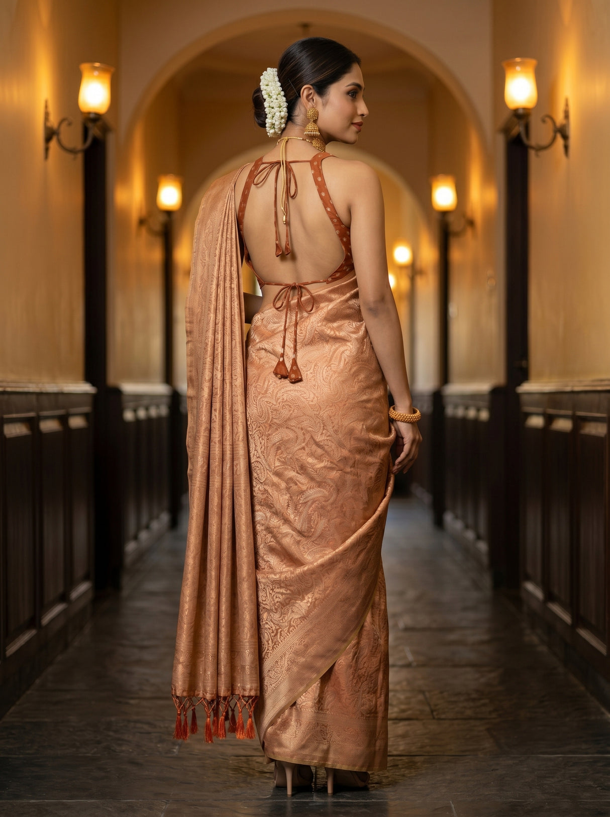MIMOSA Peach Saree Saree — pose 5 styling detail