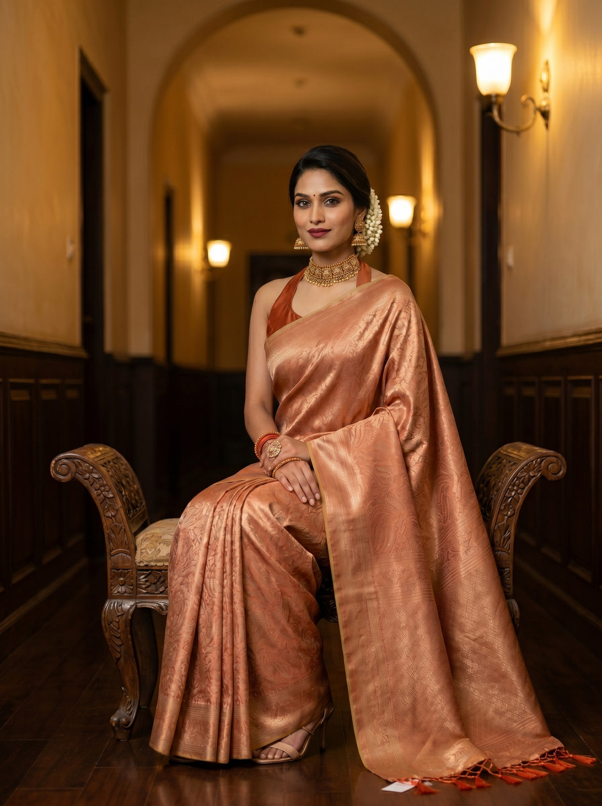 MIMOSA Peach Saree Saree — pose 8 styling detail