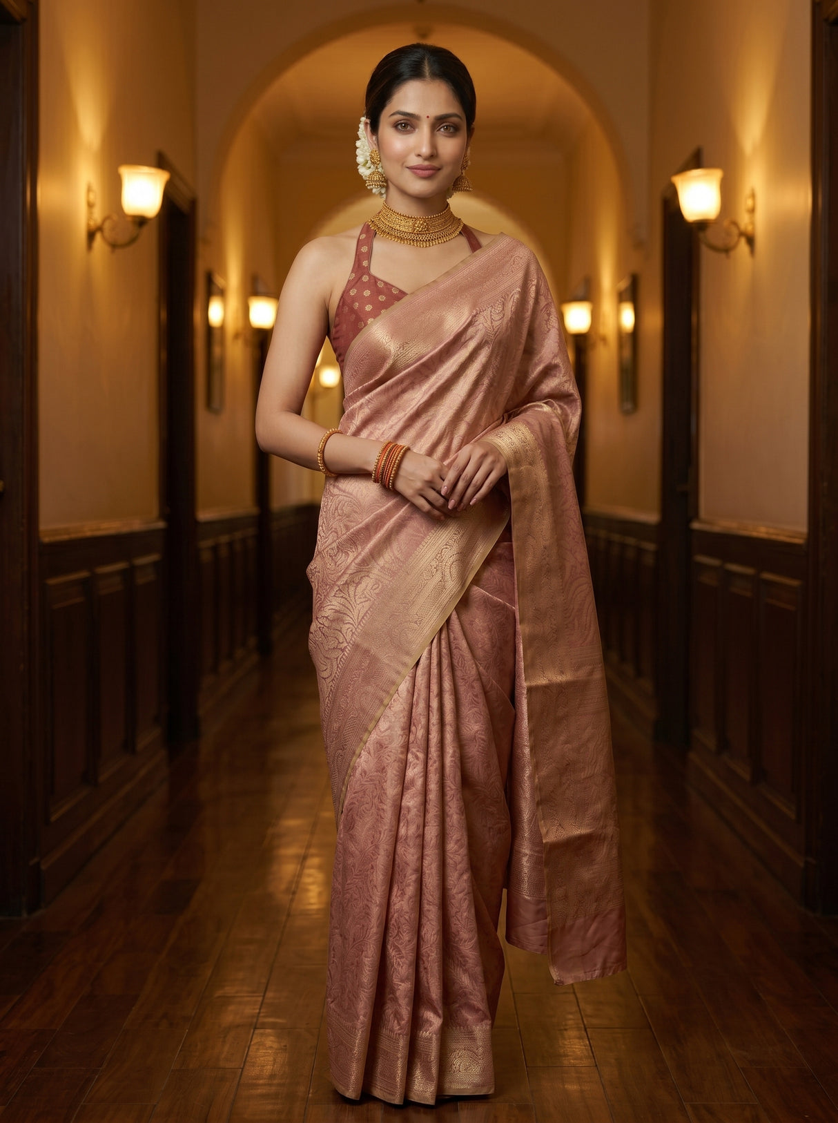 MIMOSA Pink Saree Saree — pose 10 styling detail