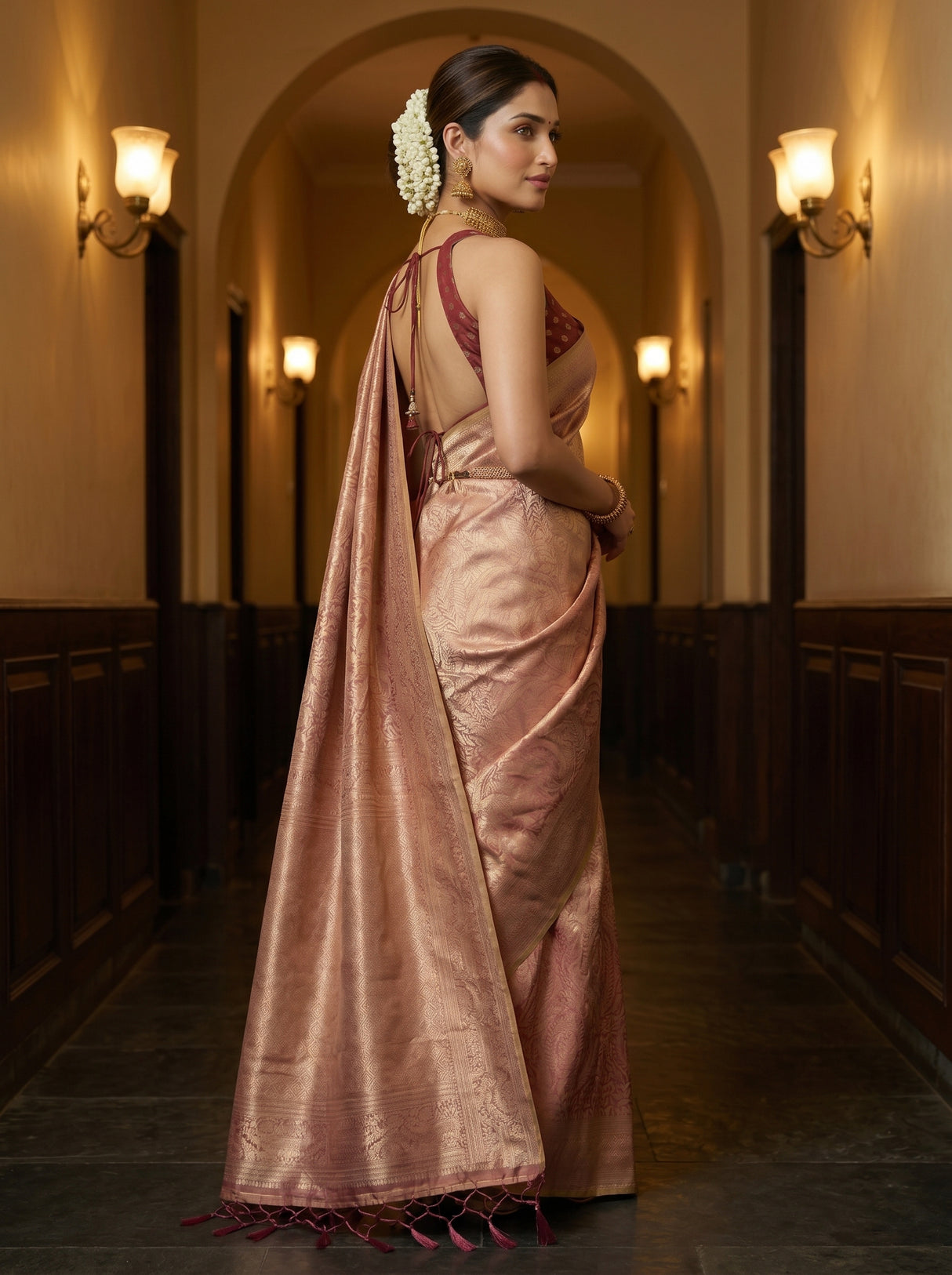 MIMOSA Pink Saree Saree — pose 3 styling detail