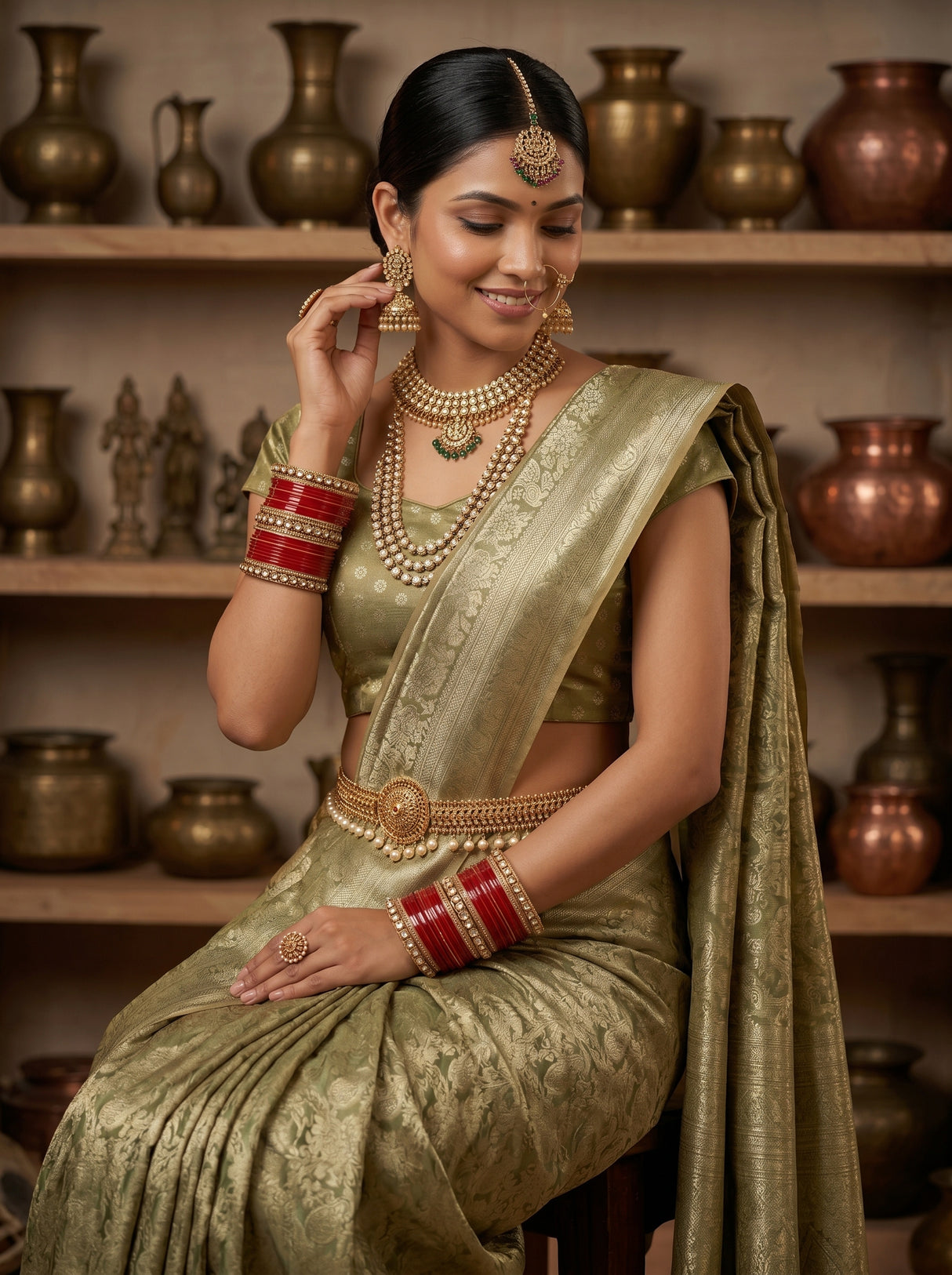 MIMOSA Green Saree Saree — pose 10 styling detail