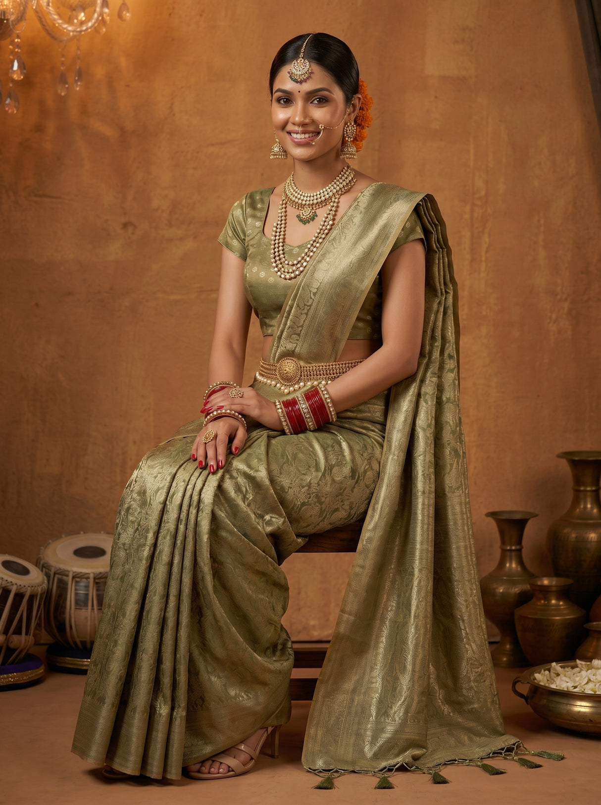MIMOSA Green Saree Saree — pose 8 styling detail