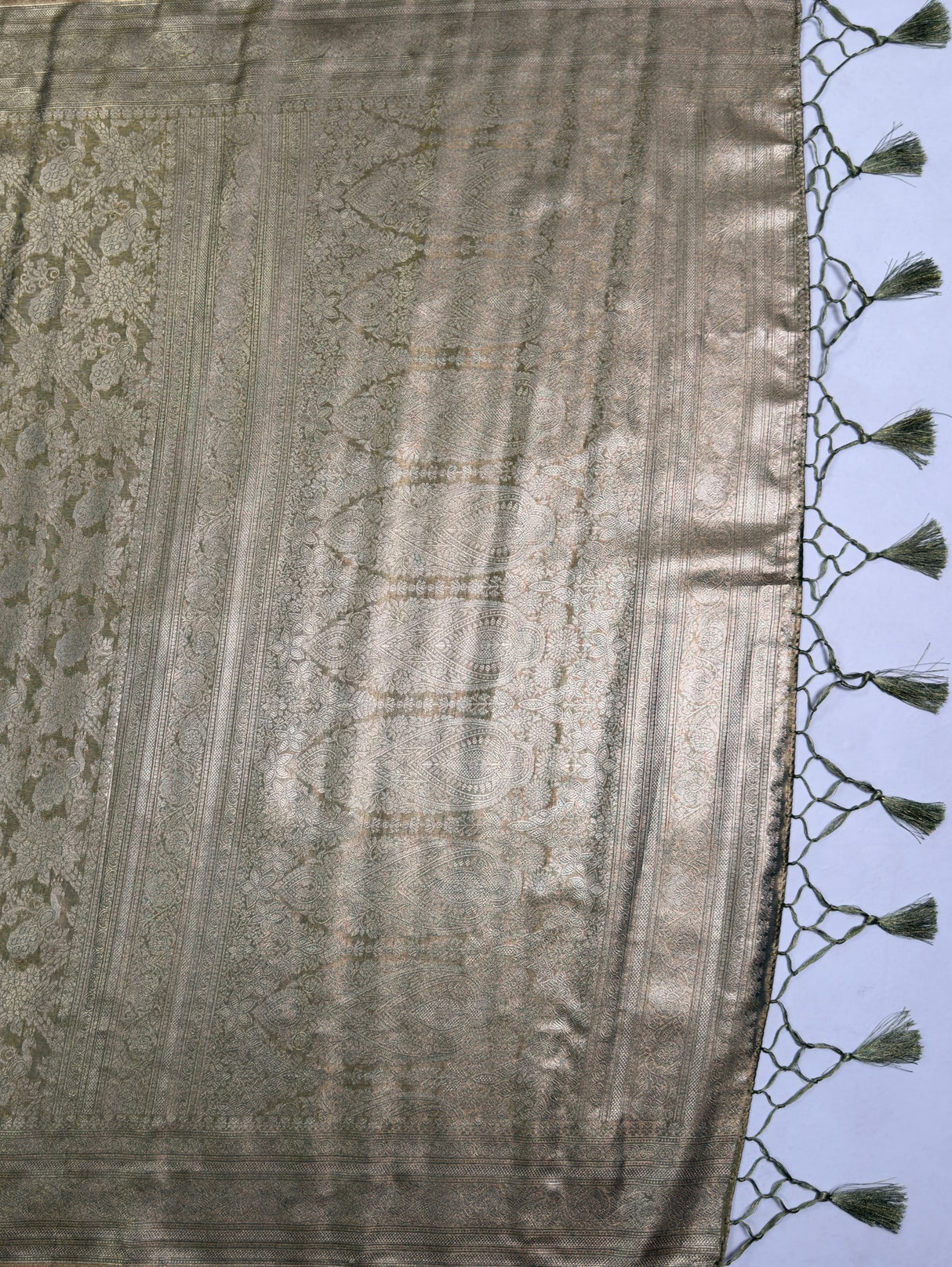 MIMOSA Green Saree Saree — pallu and zari work detail