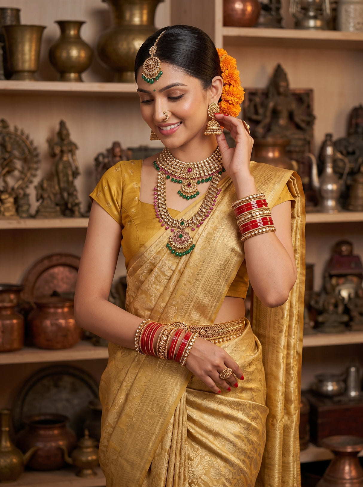 MIMOSA Mustard Saree Saree — pose 10 styling detail