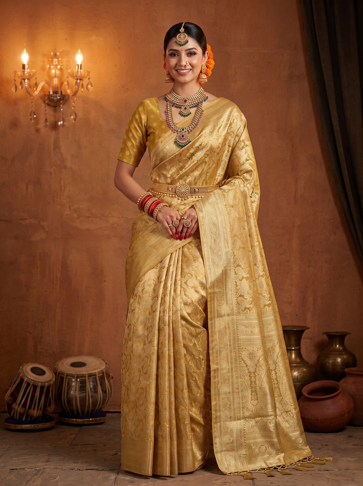 MIMOSA Mustard Saree Saree — pose 8 styling detail