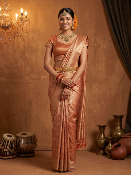 Peach  Saree