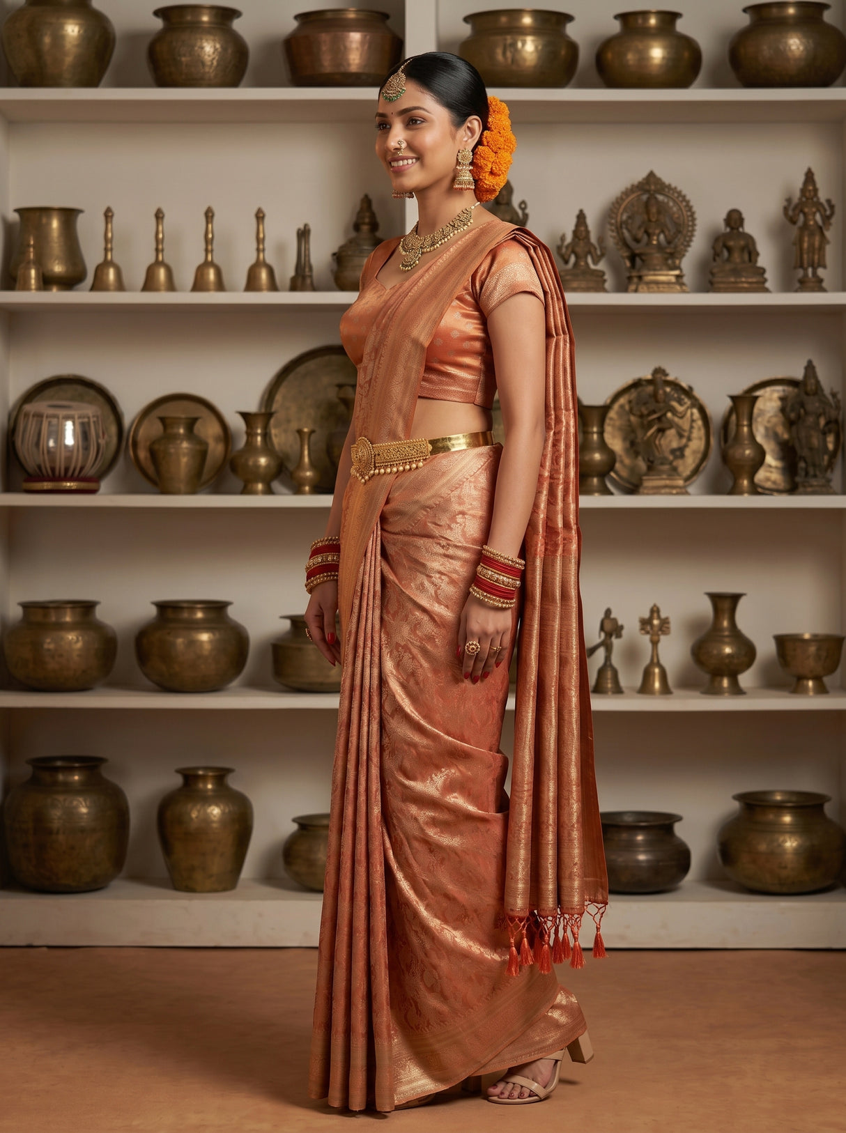 MIMOSA Peach Saree Saree — pose 3 styling detail
