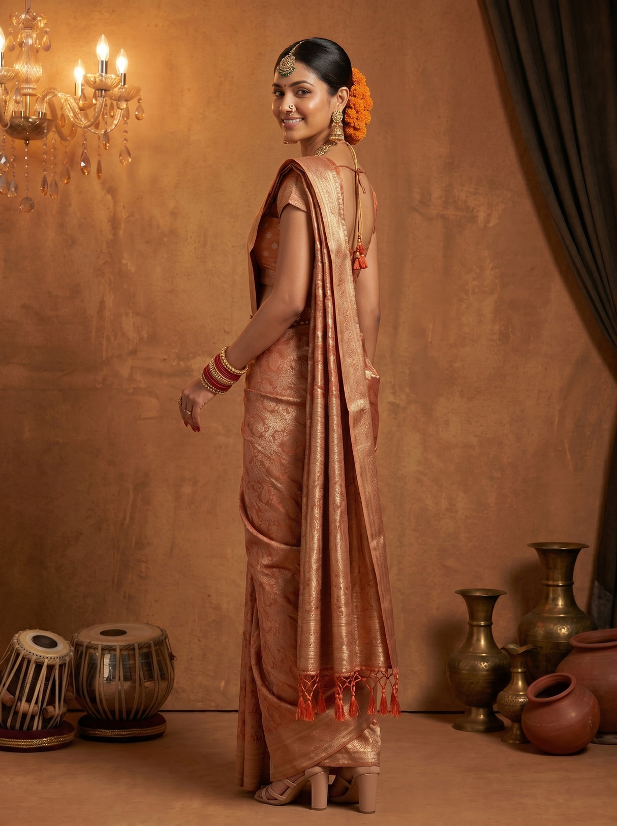 MIMOSA Peach Saree Saree — pose 7 styling detail