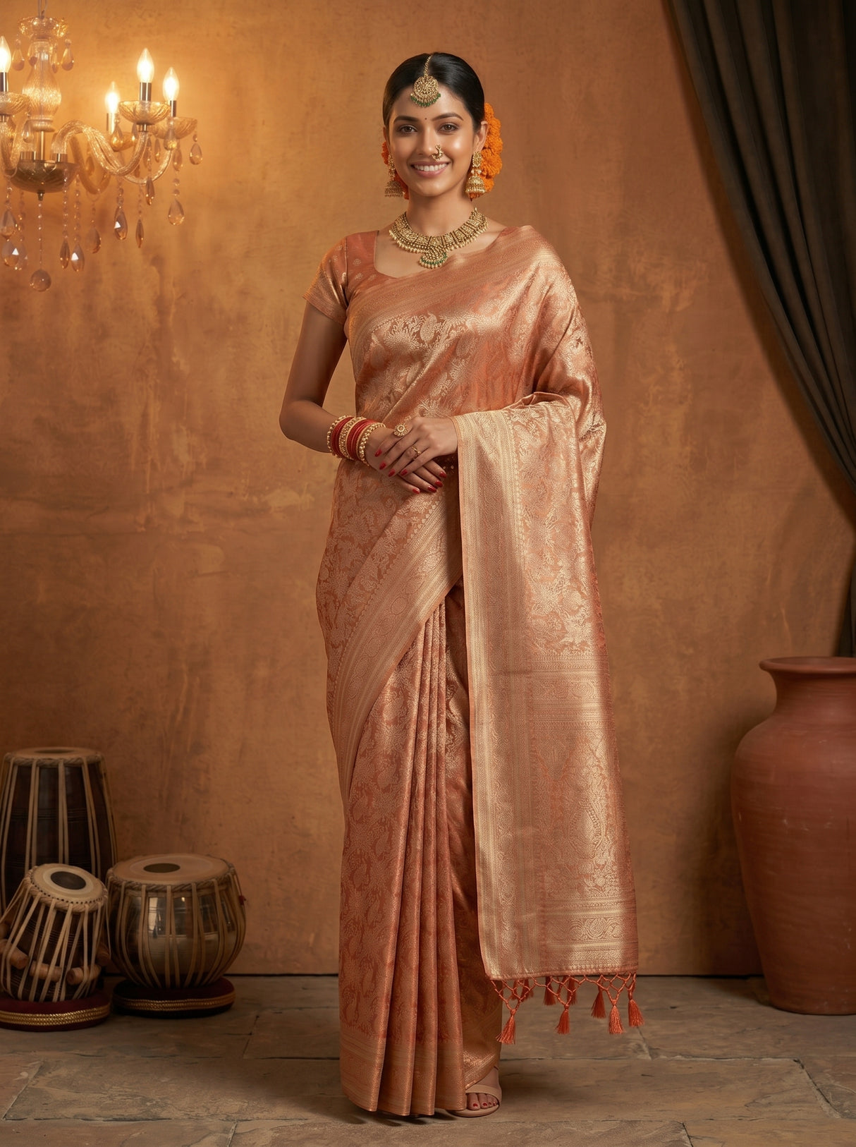 MIMOSA Peach Saree Saree — pose 9 styling detail