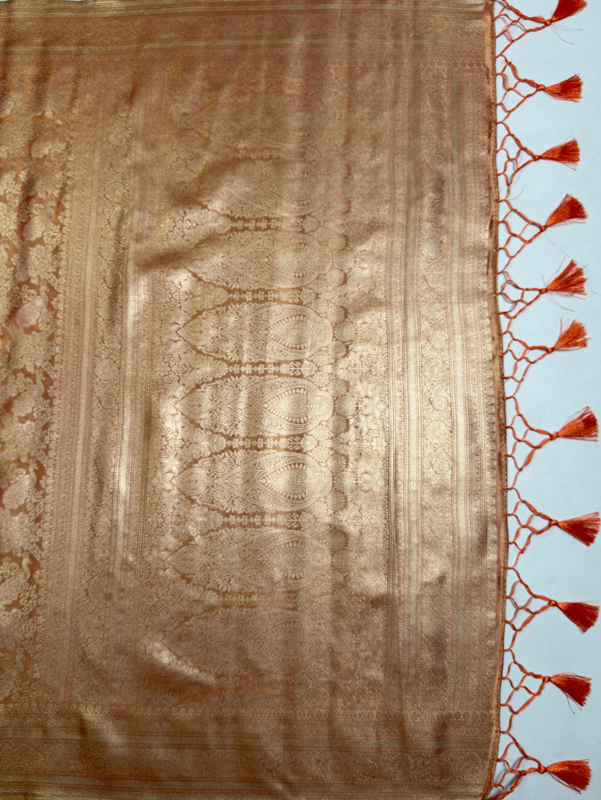 MIMOSA Peach Saree Saree — pallu and zari work detail