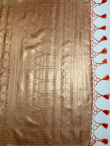 MIMOSA Peach Saree Saree — pallu and zari work detail
