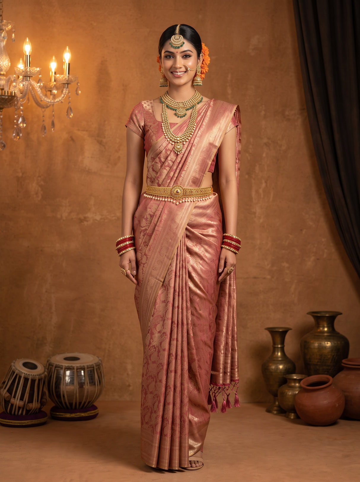 Pink  Saree