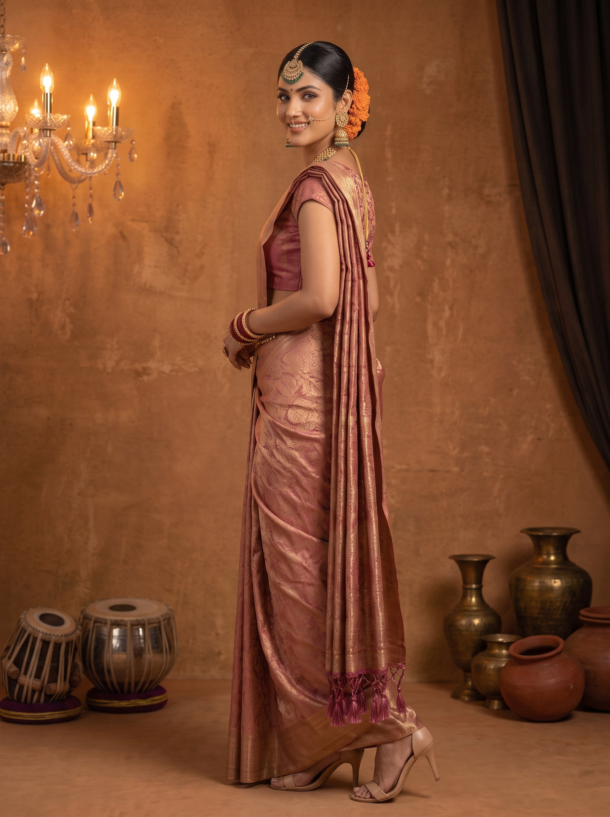 MIMOSA Pink Saree Saree — pose 3 styling detail