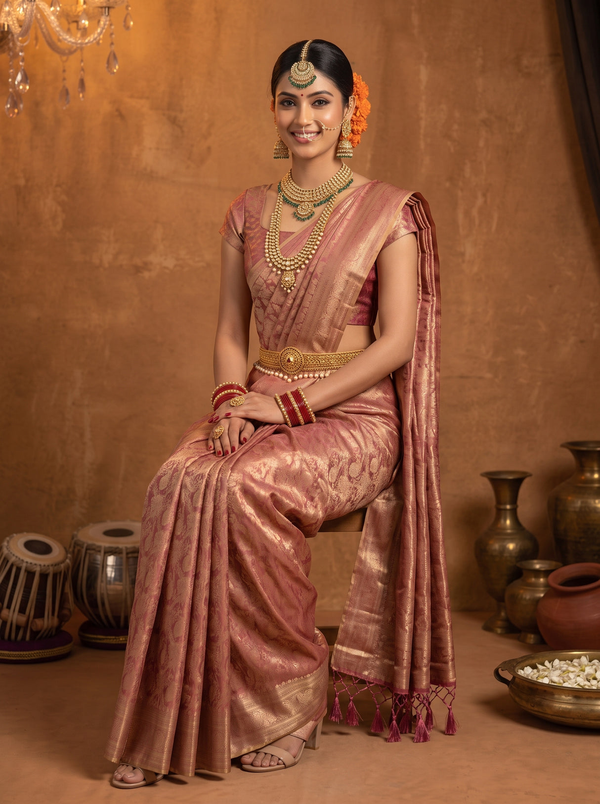 MIMOSA Pink Saree Saree — pose 8 styling detail