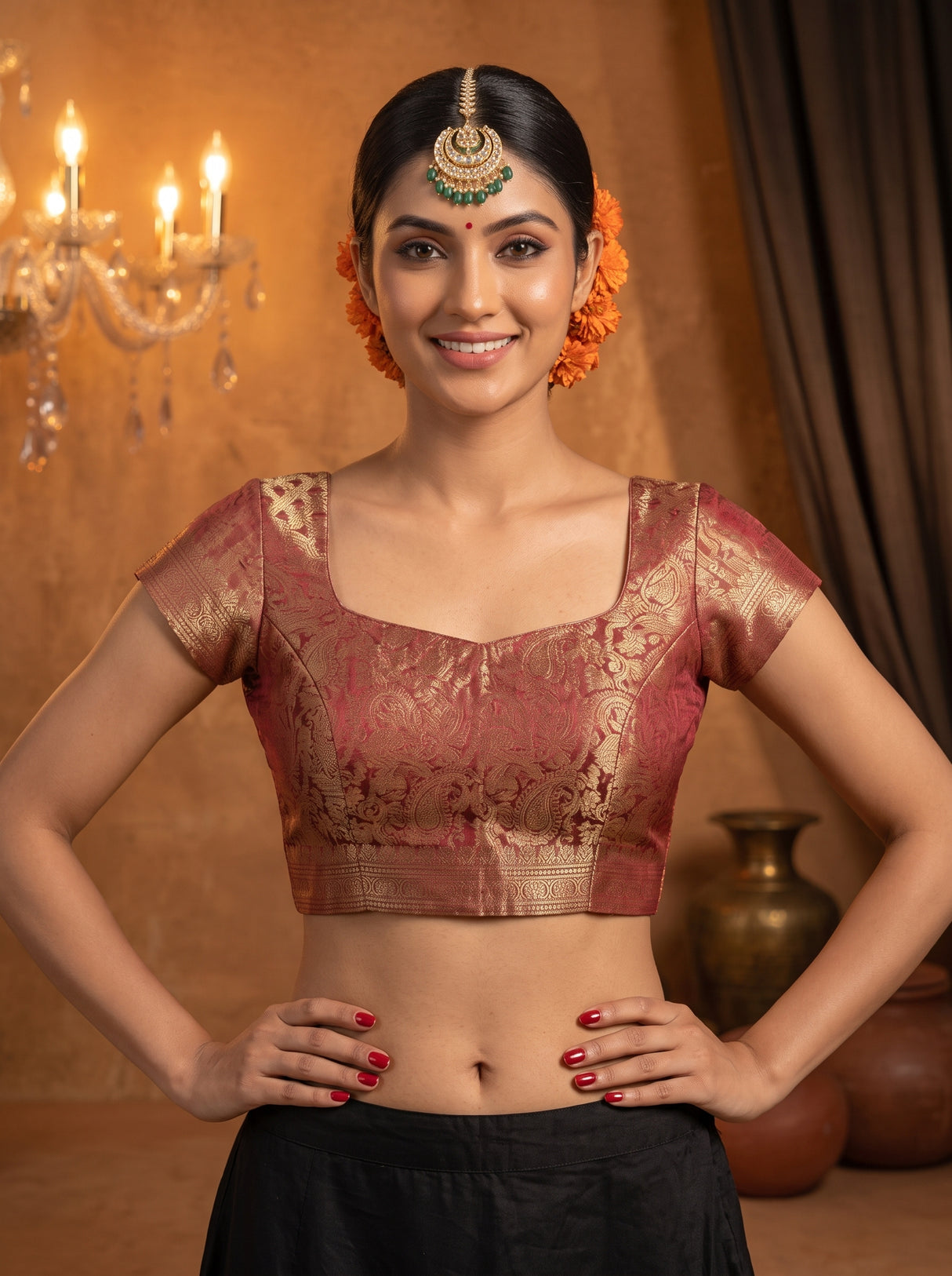 MIMOSA Pink Saree Saree — blouse close-up