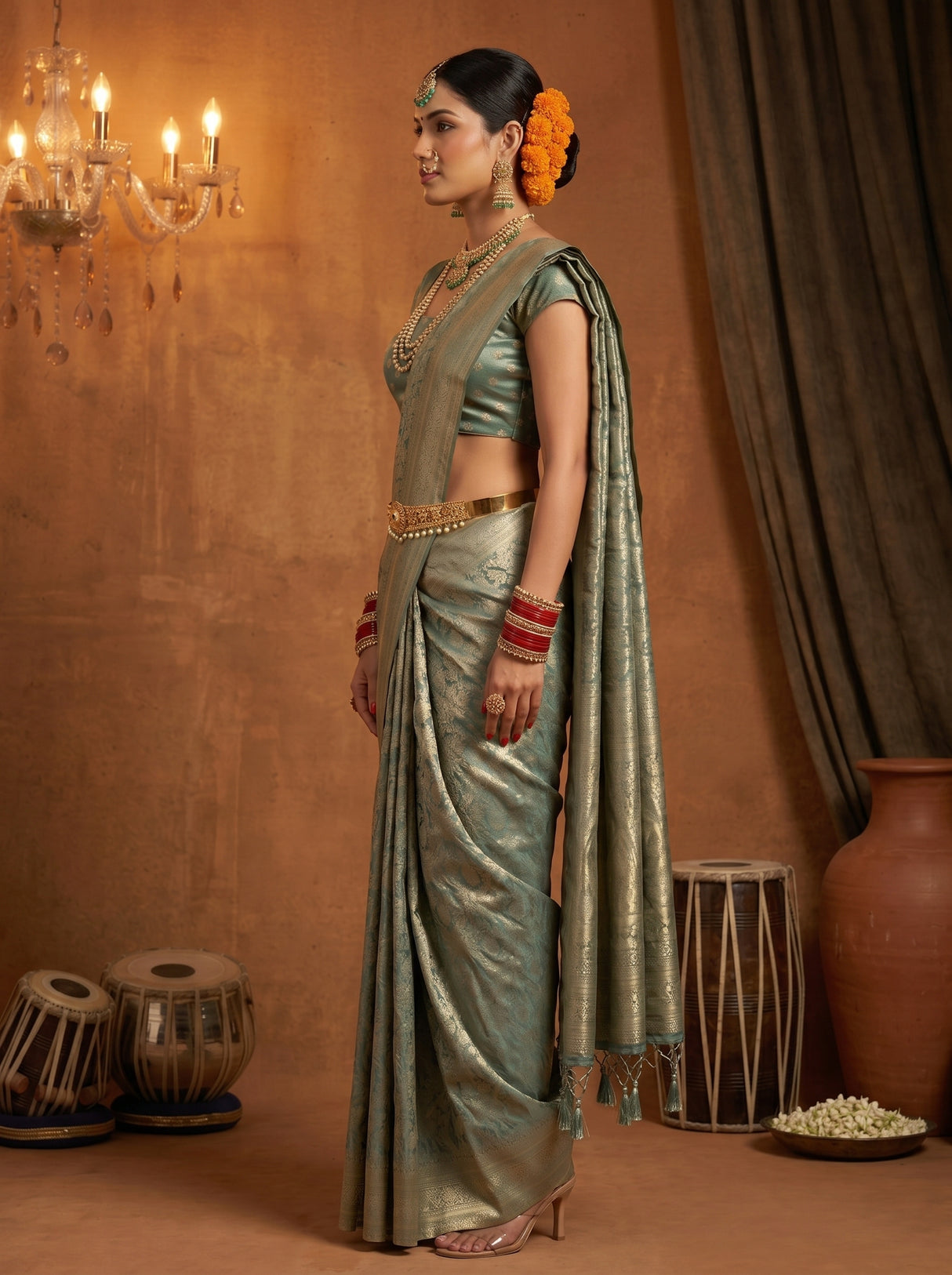 MIMOSA Sapphire Saree Saree — pose 3 styling detail