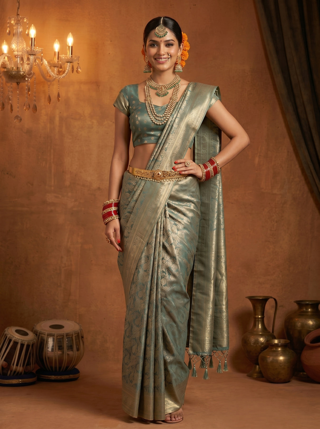 MIMOSA Sapphire Saree Saree — pose 4 styling detail