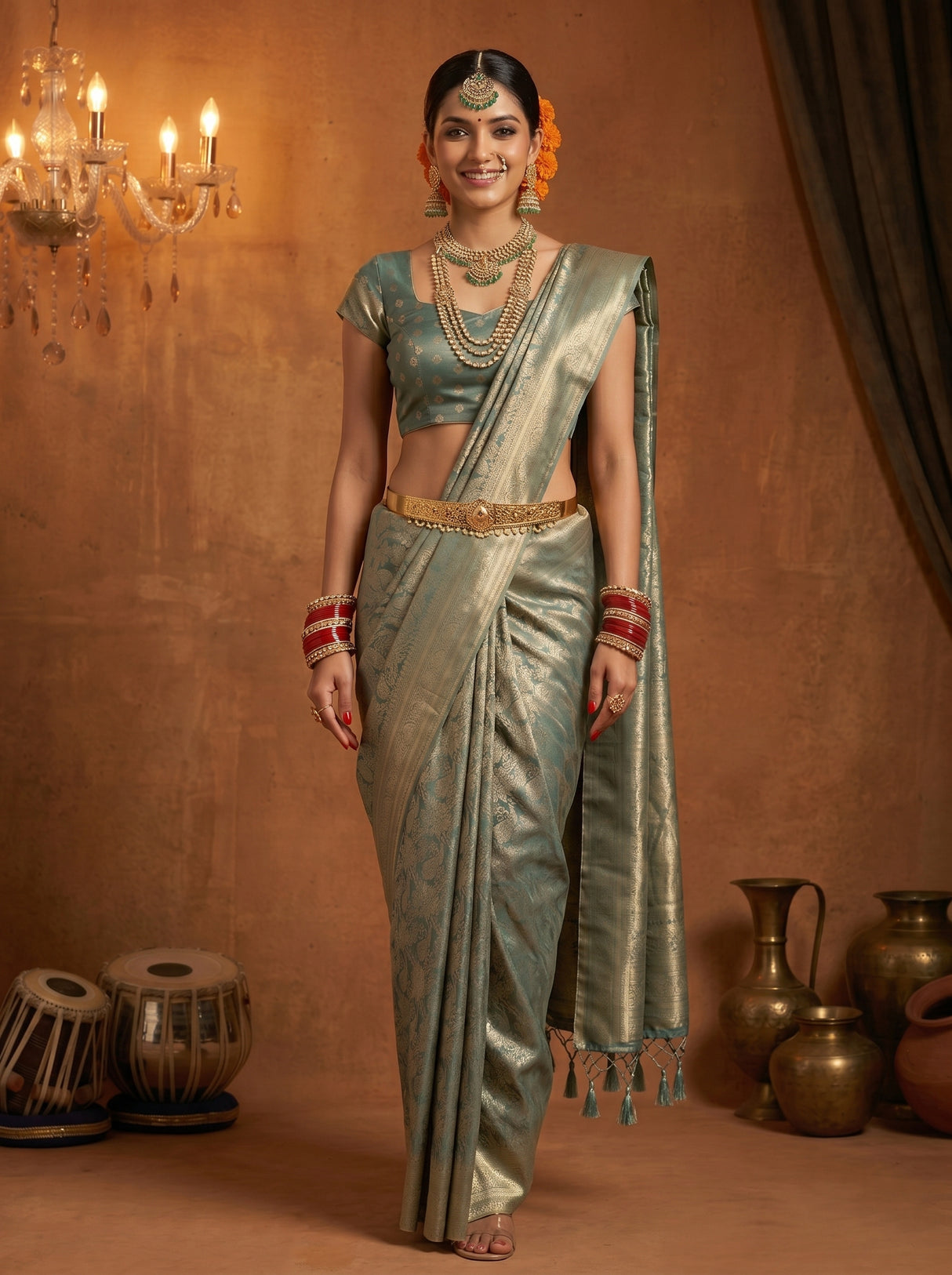 MIMOSA Sapphire Saree Saree — pose 6 styling detail