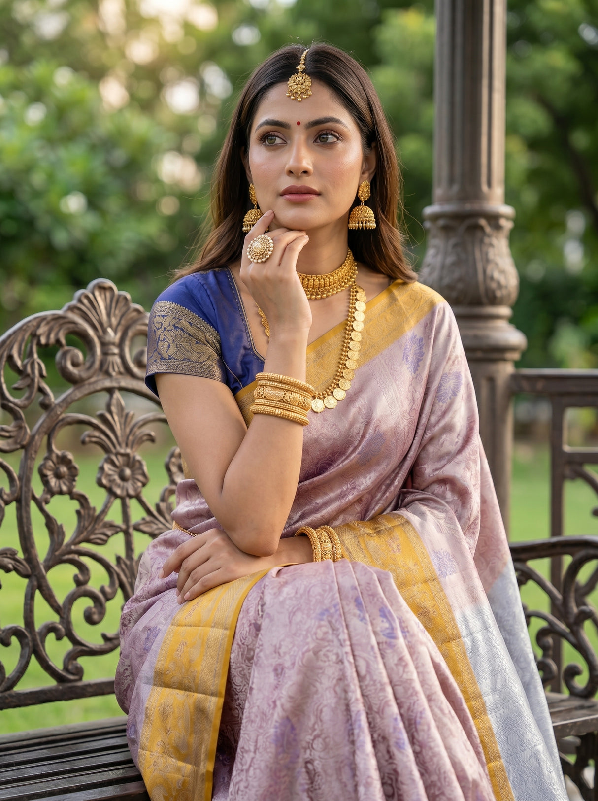 MIMOSA Maroon Saree Saree — pose 10 styling detail