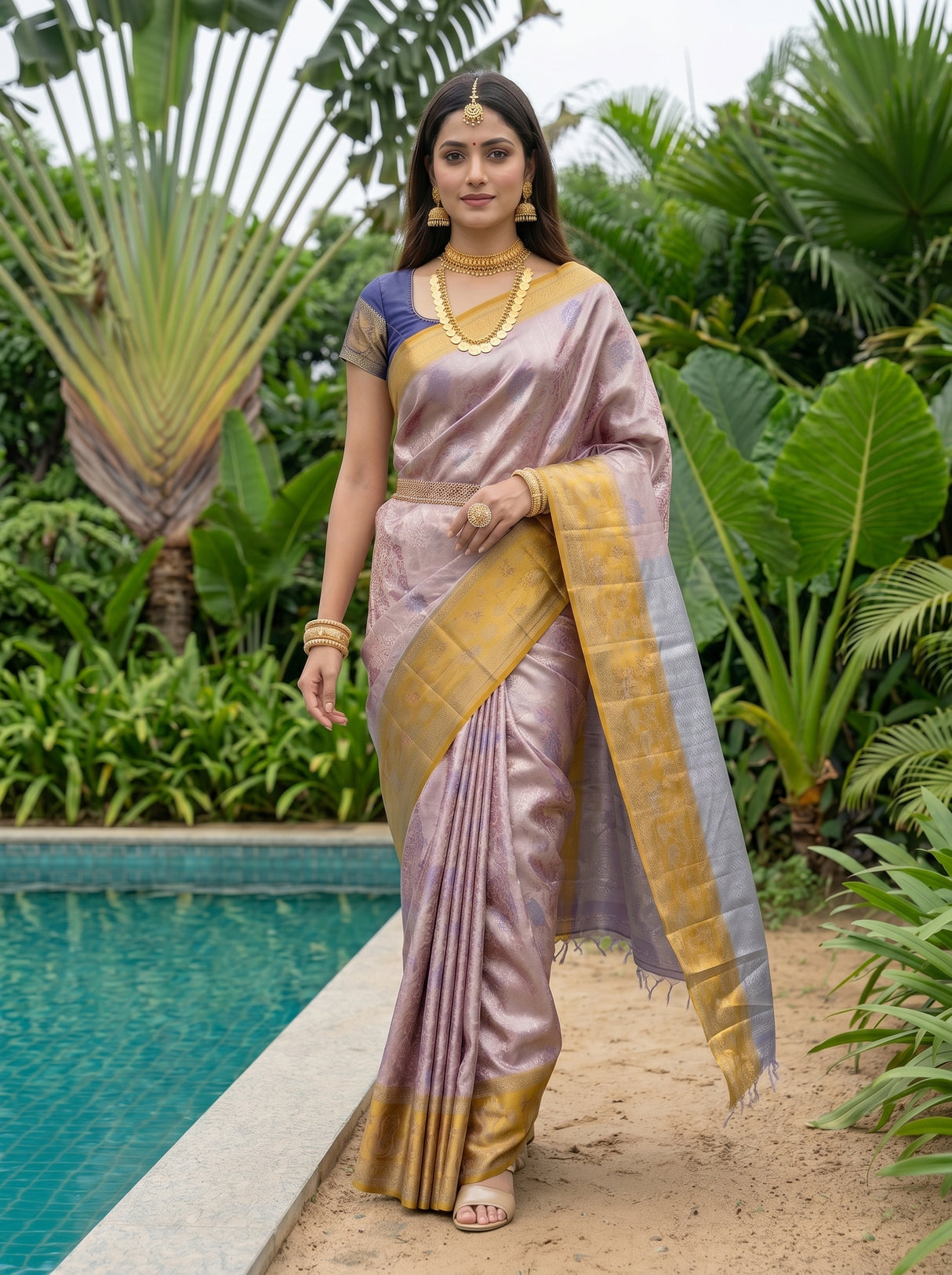 MIMOSA Maroon Saree Saree — pose 6 styling detail