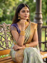 MIMOSA Olive Saree Saree — pose 10 styling detail