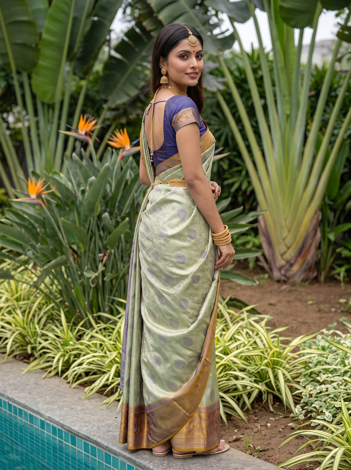 MIMOSA Olive Saree Saree — pose 7 styling detail