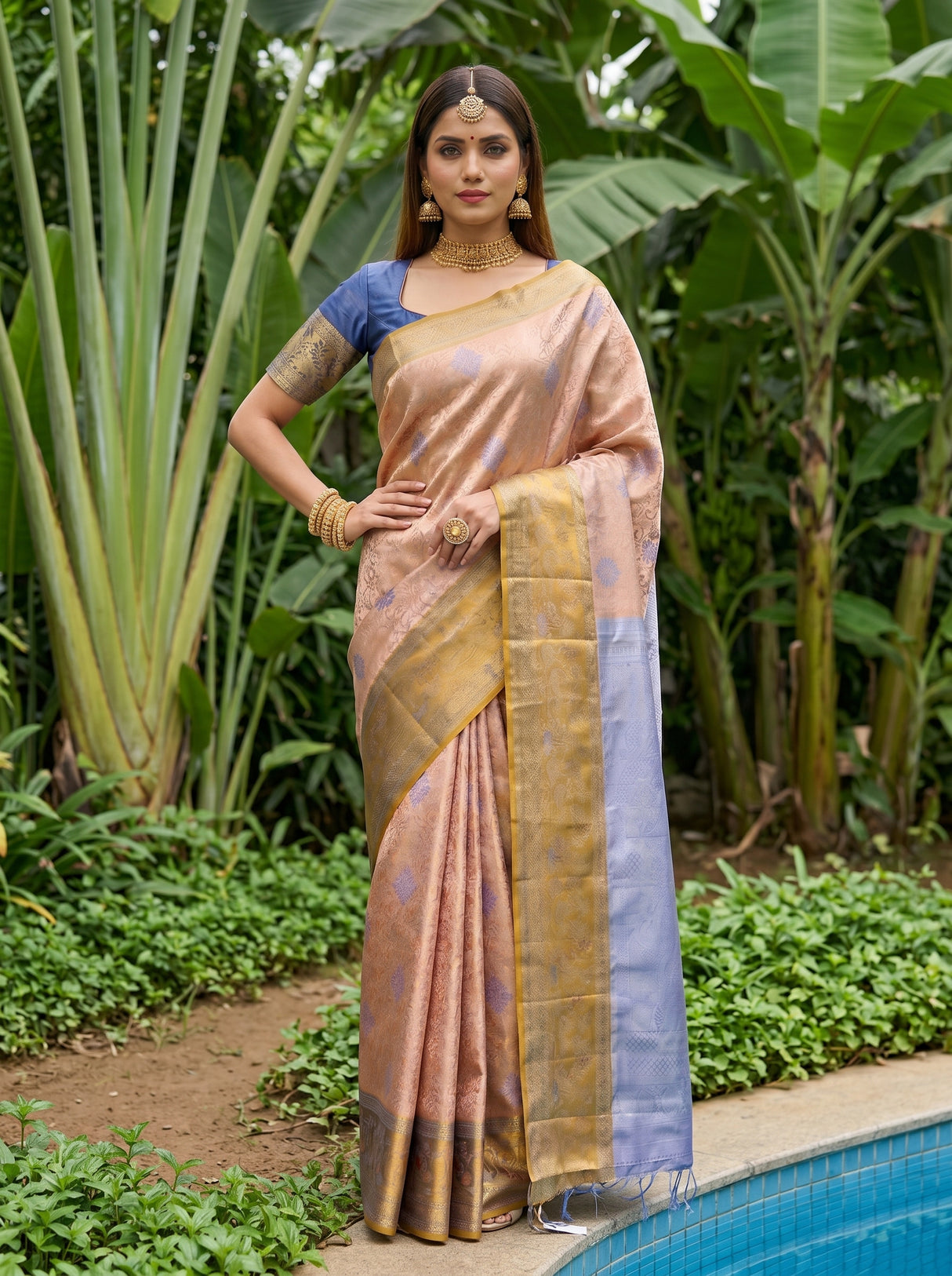 MIMOSA Orange Saree Saree — pose 4 styling detail