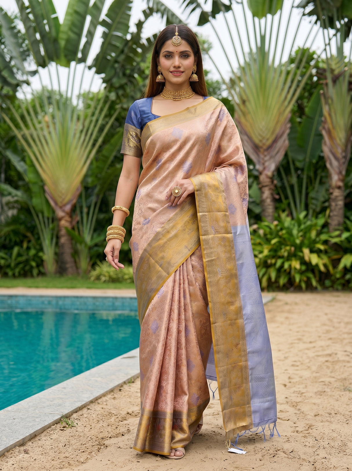 MIMOSA Orange Saree Saree — pose 6 styling detail