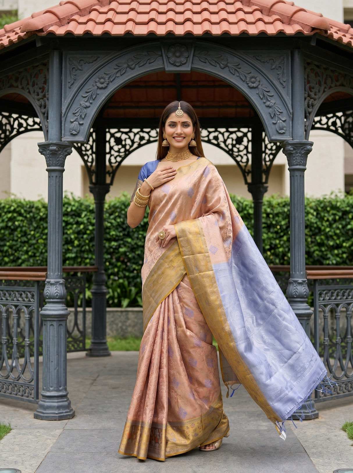 MIMOSA Orange Saree Saree — pose 9 styling detail